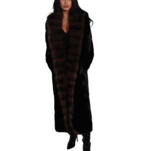 Ranch Mink Coat w/Brown Sable Collar & Tuxedo