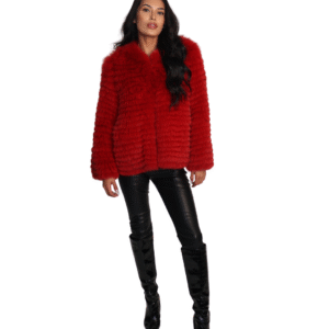 Red Dyed Feathered Fox Jacket
